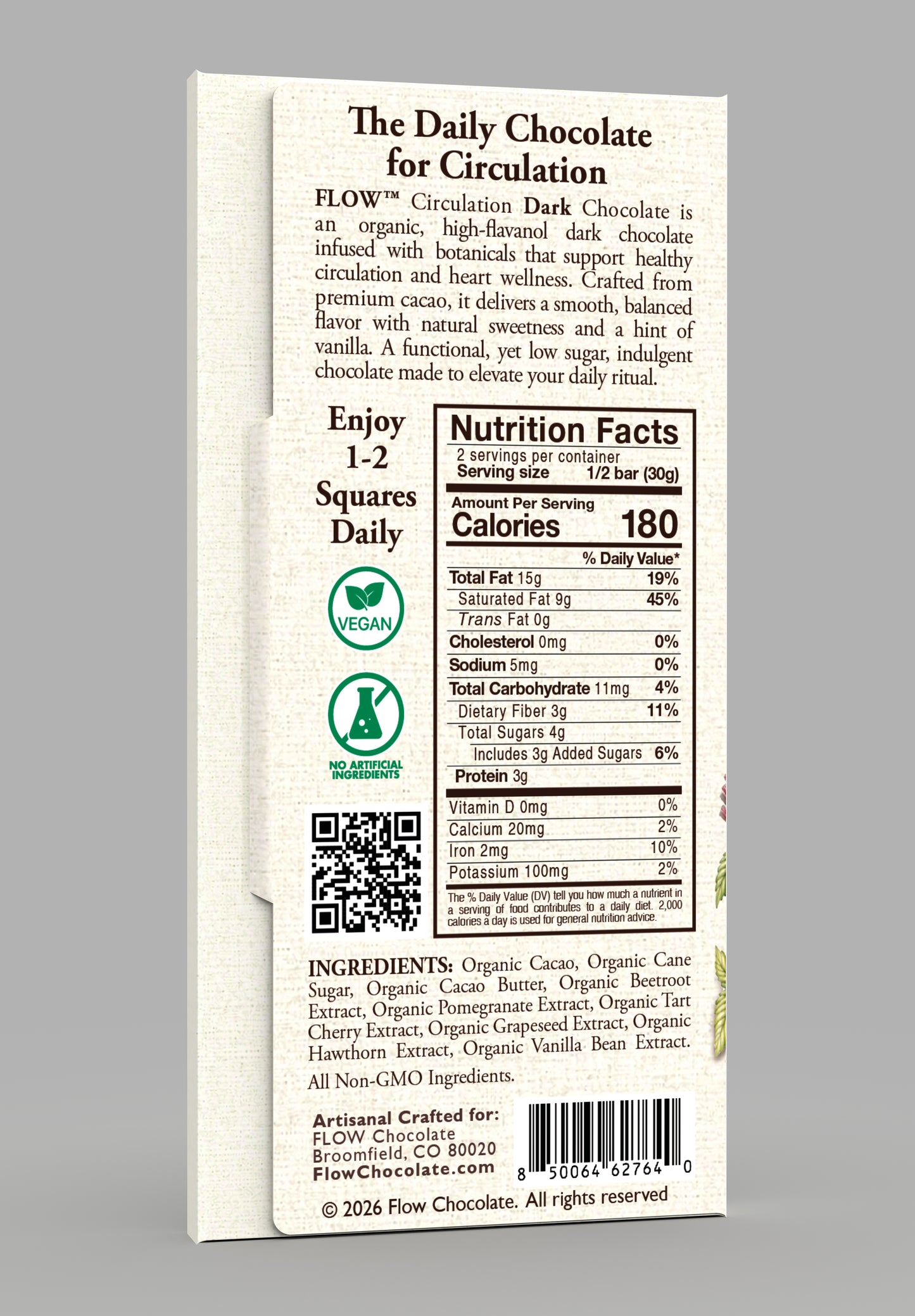 FLOW Circulation Dark Chocolate 4 Bar PACK